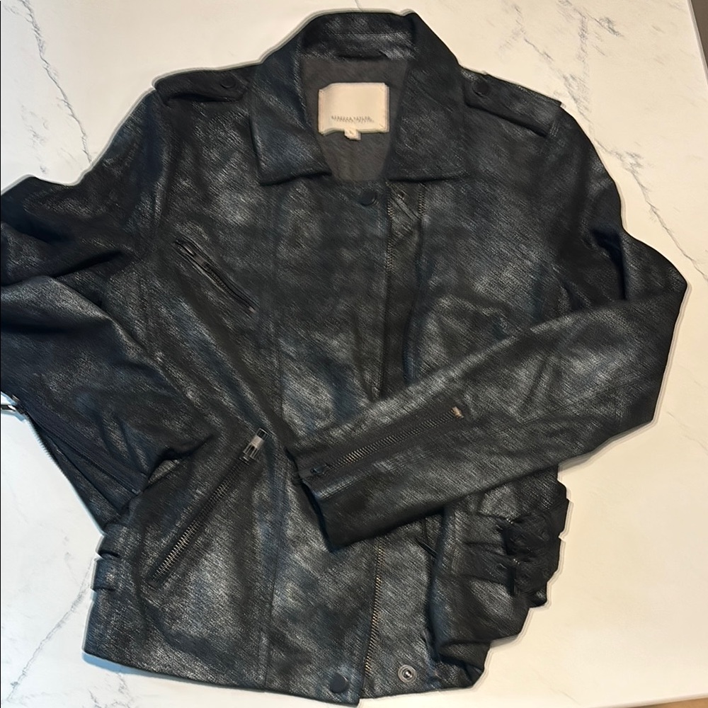 Rebecca Taylor Black distressed Leather Jacket